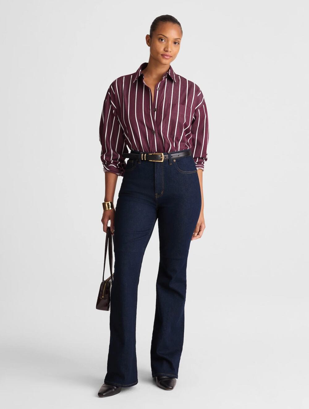 Madewell The Curvy Stretch Flare Jean Rinse Wash Dark Blue High Rise US 28 NWT